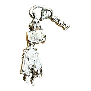 925 Sterling Silver Charm Hula Girl Lei Skirt Hawaii Travel Vacation Vintage